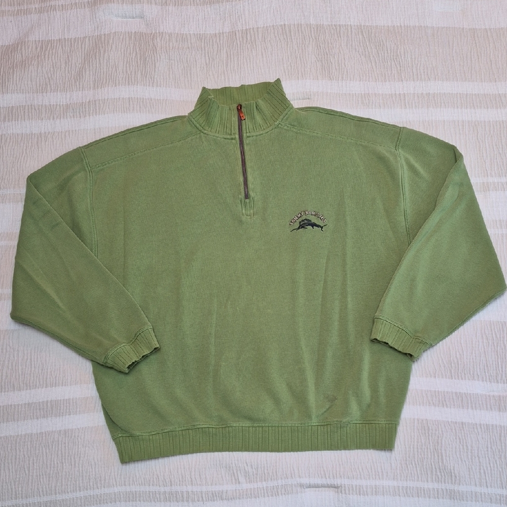 Tommy Bahama Men's Light Green Zip-Up Sweater